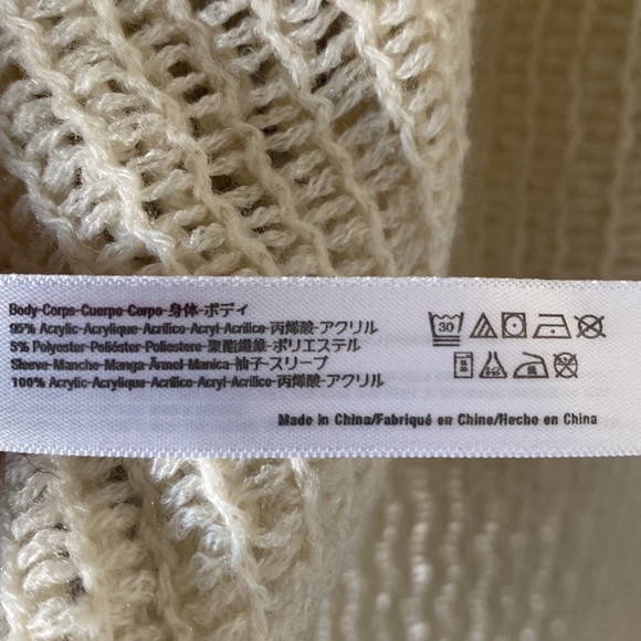 Anthropologie Rosanna Crochet Kimono Sweater Cream Grey Shawl Cardigan One Size - Picture 8 of 10